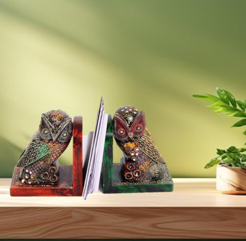 Purpledip 10300 serre-livres en bois peint à la main en forme de hibou Cadeau pour les lecteurs amateurs de livres