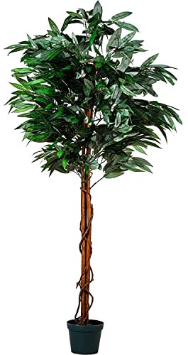 PLANTASIA® Mangobaum, Echtholzstamm, Kunstbaum, Kunstpflanze - 120cm oder 180 cm, Schadstoffgeprüft - 180 cm