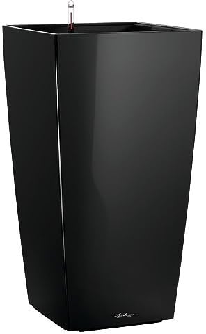 Lechuza – Pot de Fleurs d'Interieur – Premium Cubico – Réserve d'Eau Intégrée – Coloris Noir – 40 x 40 x 75 cm