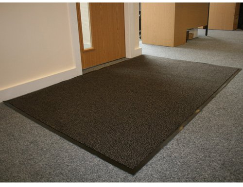 JVL Office Entrance Absorbent Barrier Door Mat, 120 x 180 cm, Black and Grey