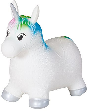 John Siva_228819 Pferd, Hop Einhorn-Aufblasbares Hüpftier, Sprungtier, Hüpfspielzeug für Kinder, Mehrfarbig, M
