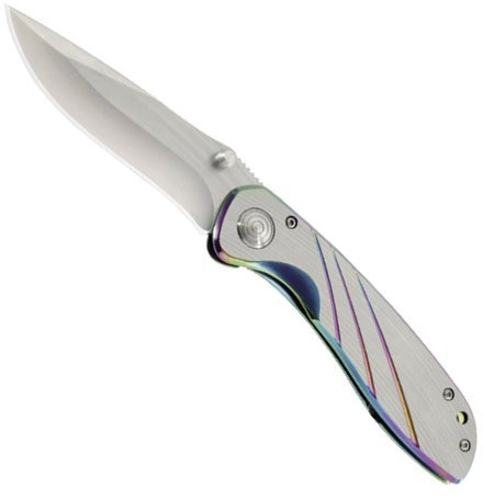 Herbertz Couteau Pliant de Poche Lame et Manche Acier Decor Arc en Ciel