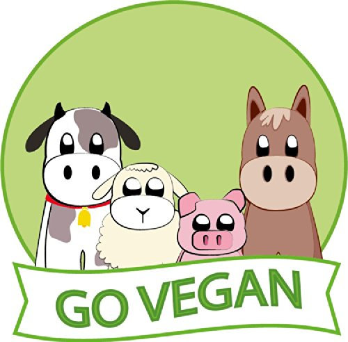 Cartoon Funny Go Vegan Sign Badge Emblem Hochwertigen Auto-Autoaufkleber 12 x 12 cm