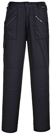 Portwest S687 Women's Action Trousers Machine Washable Hook and Bar Closure | Black, Medium, UPF 40+, Straight Fit, Durable Polycotton Fabric, Secure Storage, 2 Side Zip Pockets, Zipped Pockets, Workwear