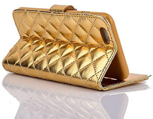 iPhone 6 case iPhone 6s Gold Case For Women METALLIC WALLET Cases - Exclusive Premium Diamond Glossy Magnetic Flip Wallet Case Cover - With Genuine BubbleGum Pouch (iPhone 6 6s, GOLD)