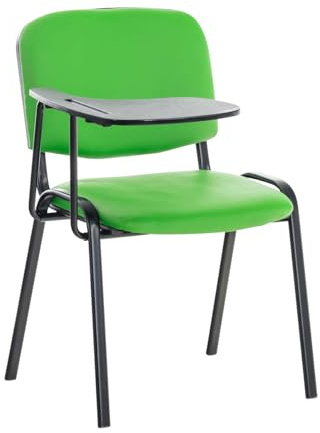 CLP Besucherstuhl Ken mit Klapptisch | Robuster Konferenzstuhl mit gepolsterter Sitzfläche und Kunstlederbezug | Farbe grün