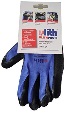 1 Paar ULITH® Montage-Feinstrickhandschuhe mit Nitril-Beschichtung - blau/schwarz - Größe 7