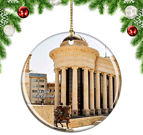 Weekino Alter Basar Skopje Mazedonien Weihnachtsdekoration Christbaumkugel Hängender Weihnachtsbaum Anhänger Dekor City Travel Souvenir Collection Porzellan 2,85 Zoll
