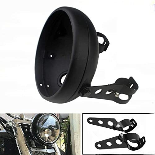 PLSUSJHAO Motorrad Scheinwerfer Gehäuse Lampenabdeckung 7 Zoll Aluminium allgemein Modifikation Gehäuse Abdeckung Matt-schwarz