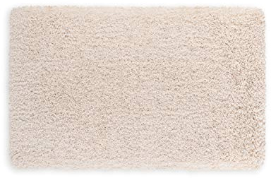 WohnDirect Premium Hochflor Badezimmerteppich Creme • Rutschfester & Extra Flauschiger Badvorleger • Badteppich, Badematte 50 x 80 cm