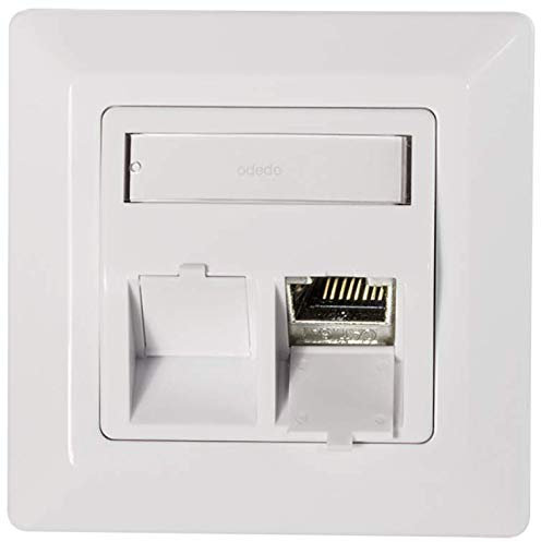 odedo Scatola di giunzione vuota per 2 moduli Keystone da incasso, colore bianco