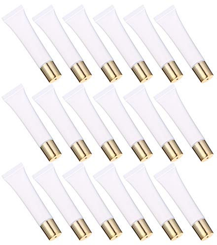 FRCOLOR 50pcs 15g Empty Lip Gloss Tubes Clear Plastic Reusable Refillable Lip Balm Container Nail Polish Liquid Lotion Bottle for DIY Makeup Lip Samples Gloden