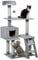 PawHut Tiragraffi Palestra per Gatti Multilivello con Casetta Scala Piattaforme, Pali in Corda di Juta, Grigio, 60.5x40x124cm