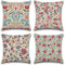 Artscope wasserdichte Kissenbezugen, 4er Set Rosa Blume und AFFE Kissenhülle Atmungsaktiv Kissen Fall für Outdoor Balkon Terrasse Patio Garten Bauernhaus Dekor 45x45CM