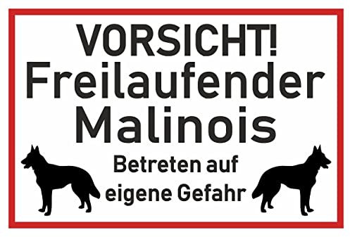 Samunshi® Aufkleber Vorsicht Malinois - Schild Sticker Hinweisschild Warnschild Vorsicht Hund 15 x 10cm Vorsicht Malinois schwarz