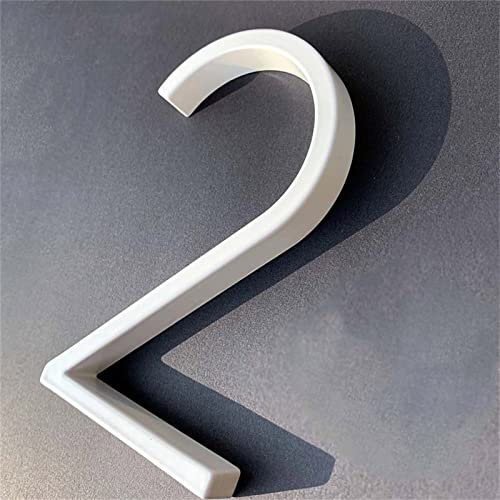 3D Floating White House Plaque Number 0-9 Door Plate Letters AB 5 Metal Address Dash Sign Plate Zinc Alloy Lacquered Screw Mount Outdoor Yard Street Door Home Mailbox Exterior Signs (2)