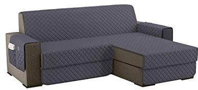 sevi's Sofabezug L Form 200cm Wasserdicht, Sofa überzug Ecksofa Reversibel Kratzfest Fleckenresistent - Sofa Cover für Katzen und Hunden - Dunkelgrau