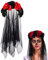 YKKJ Halloween Stirnband, Gothic Damen Rose Blumen Haarband Und Spitze SchleierHalloween Schädel kopfstück Fancy Dress Haarschmuck Party Kopfband, Schwarz, M