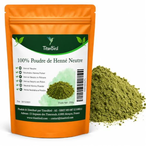 Titanbird 200g Henné Neutro in Polvere Incolore - Cura dei Capelli - Origine: Montagne dell'Atlas - 100% Naturale, Puro e Senza Additivi | Polvere Fina di Qualità Superiore