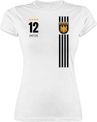 Shirt Damen - 2026 Fussball WM Fanartikel - Deutschland Germany Trikot Style - M - Weiß - Deutschland-t-Shirt em Trikots fußball deutsche Funshirts für Frauen Deutschland. Tshirt em-Trikots