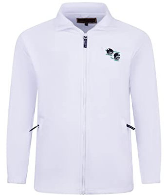 Dollar Jeans Bowls Fleece Anti Pill Jacket Lightweight Elasticated Cuff Drawstring to Hem for Adjustment Full Zip Adults White 3XL