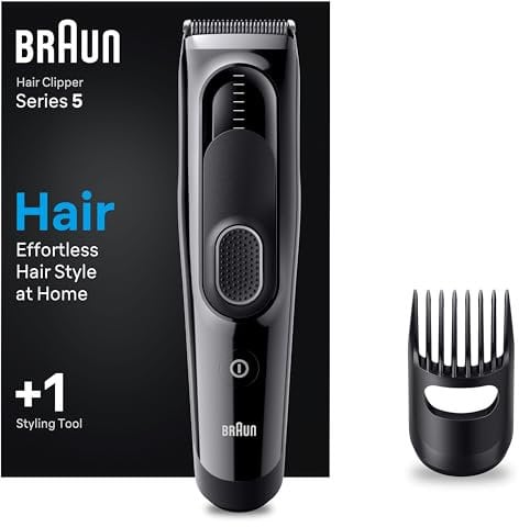 Braun Haarschneider Herren, Haarschneidemaschine Profi, Haare schneiden zu Hause, 9 Längeneinstellungen, 1 Kammaufsatz, 50 Min. NiMH-Akku Laufzeit, HC5310