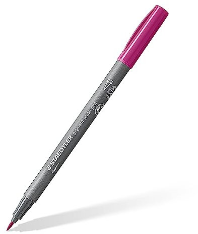 STAEDTLER brush pen pigment Arts, pflaume, pigmentierte Premium-Zeichentusche, Pinselspitze für variable Linienbreite, wasserfest, schnelltrocknend, 10 pflaume brush pens im Kartonetui, 371-68
