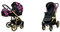 BabyLux Color Lux 2-in-1 Baby Kinderwagen Tief und Kinderwagen mit Zubehör Verstellbar und faltbar Aluminiumkonstruktion Wasserdichte Nicht abnehmbare Räder Bouquets Peony On Black Gold Frame