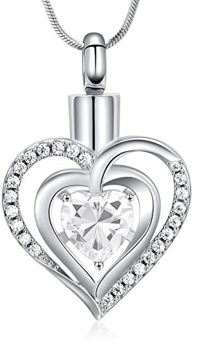 Minicremation Herz Halsketten Einäscherung Urne Halskette Asche Liebe Herz Birthstone Halskette Schmuck Geschenke Andenken Anhänger Memorial Locket Asche für Frauen Mädchen