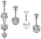 vcmart 4stk Bauchnabelpiercing 8mm Chirurgenstahl Bauchpiercing 14G Herz Piercing Bauchnabel Bauch Ring Schmuck Silber