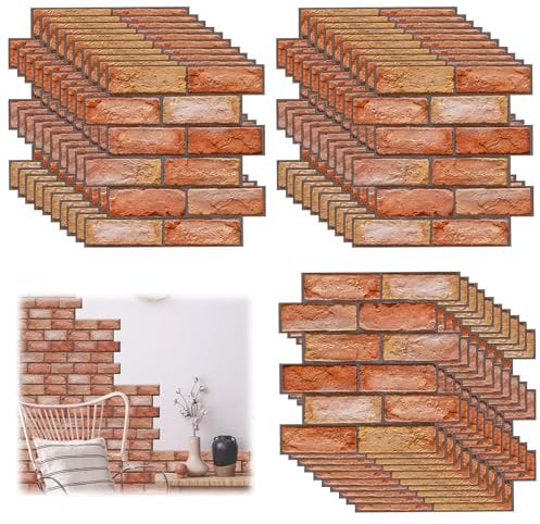 30 Stück 3d Wandpaneele Steinoptik Selbstklebend, 30 × 30 cm Wandverkleidung aus Kunststoffplatten, Wasserdicht PVC Backstein Tapete für Innenbereich, Außenbereich, Geschäftsräume