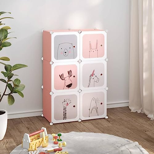 Hovothy Schuhschrank 74x36,5x108cm Rosa Polypropylen,Stahl Garderobenschrank Kinderschrank Vorratsschrank Getränkekistenregal Schuhaufbewahrung Platzsparend Schuhanzieher Lang