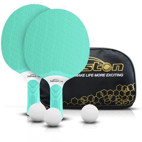 Senston Tischtennisschlägerset, professionelles Tischtennis-Paddel-Set für 2 Spieler, Ping-Pong-Paddel aus Verbundgummi, Spiele im Innen- oder Außenbereich.