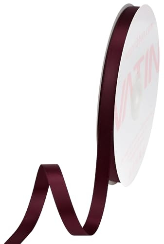 VATIN Double Face Burgundy Satin Ribbon 10mm X 45m,Burgundy Polyester Fabric Ribbon use for Bows Bouquet, Gift Wrapping, Floral Arrangement Wedding Decoration