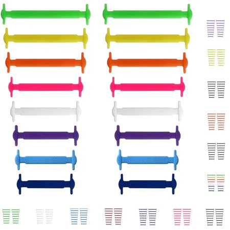 CCSOFTIME Gummi Schnürsenkel Ohne Binden für Kinder Erwachsene,Elastische Silikon Schuhbänder für Sneaker,Sportschuhe,Laufschuhe und Freizeitschuhe,Regenbogen
