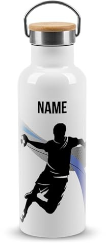 PR Print Royal Edelstahl-Trinkflasche für Sportler - Handball | für Sportler mit Name selbst gestalten, Geschenk Sportler, Personalisierte Handball Geschenke für Männer, 500 ml