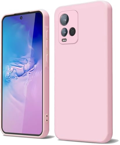 GOGME Cover per VIVO Y21 / Y21s / Y33s Liquido Silicone Custodia con Fodera Microfibra Antigraffio Antiurto Protezione Sottile e Morbida TPU Case, Rosa