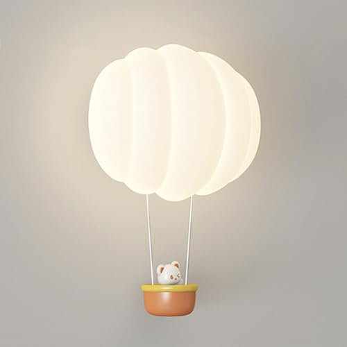 LOGT LED Wandleuchte kinderzimmer 15W 3D-Druck Heißluftballon Wandlampe Dimmbar Jungen Mädchen Schlafzimmer Lampe Nachtlicht Niedlich Nordic Dekorative Nachttischlampe Wandbeleuchtung Innen