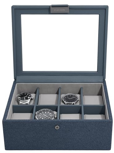 Stackers Blue Canvas 8 piece Watch Box