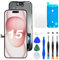 DIGI4U LCD für iPhone 15 Display Bildschirm Ersatz, 6,1'' 𝑭𝒖𝒍𝒍 𝑯𝑫 𝟯𝑫 𝑻𝒐𝒖𝒄𝒉 𝑻𝒓𝒖𝒆𝑻𝒐𝒏𝒆 𝑭𝒂𝒄𝒆 𝑰𝑫 LCD Bildschirm für iPhone 15 Display Digitizer Reparaturkits