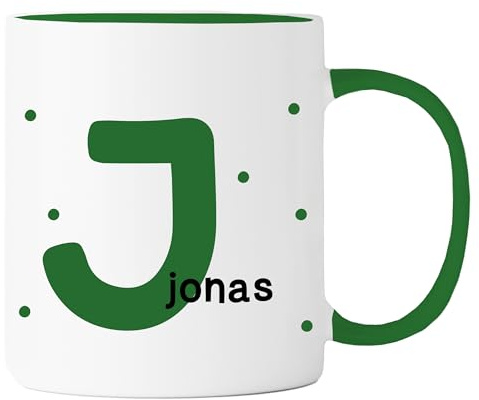 Tasse personalisiert mit Buchstabe und Name | Grün