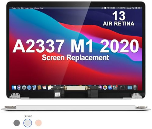 Revofix A2337 Bildschirm Ersatz für MacBook Air 13 Zoll M1 2020 EMC 3598 MGN63 MGN93 MGND3 MGN73 MGNA3 MGNE3 13,3 Zoll 2560 x 1600 Full LCD Display Komplette Montage (Silber)