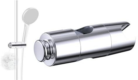 Hibbent Duschkopfhalter Ersatz - Universal einstellbare Handbrause Halter mit 1 Haken, Passt zu Duschköpfen (19–23,5 mm) und Duschschienen (18–25 mm), ABS Dusche Halter, Chrom