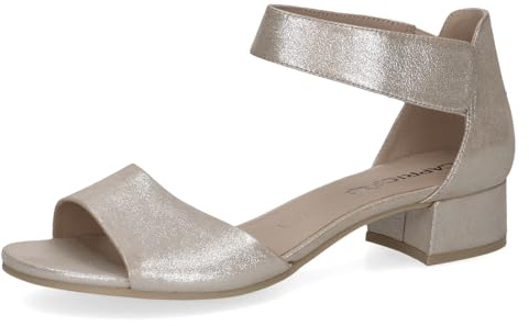 CAPRICE Damen Sandale mit Absatz aus Leder, Braun (TAUPE METALLIC), 39 EU