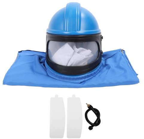 Casque de sablage à alimentation en air ABS de qualité, lentille transparente légère avec combinaison de sablage sans manches, protection de capot de sécurité pour la