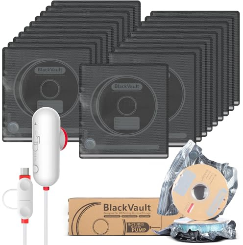 Vacbird Lot de 20 sacs sous vide pour imprimante 3D - Avec pompe USB (30 x 34 cm) - Réutilisables - Pour filament d'imprimante 3D - Protection du filament contre l'humidité