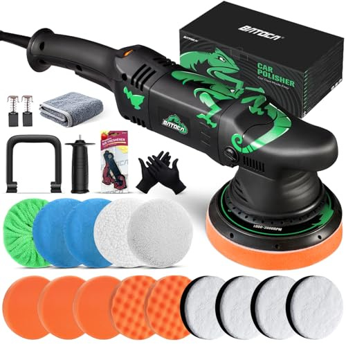 BATOCA Dual Action Car Polisher Buffer Sander 1100W DA Polishing Machine | Orbital 5inch Polishing Pad Kit for Car Floor Detailing Polish Buffing 15mm Orbit Variable 6 Speed 2500-5500RPM D&Side Handle