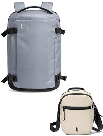 tomtoc Travel Backpack 40L, TSA Friendly Flight Approved Carry on Luggage with a Travel Crossbody Bag RFID Blocking – Anti-Theft Lockable Sling Bag