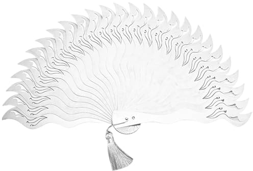 Joygoodta Full Metal Folding Fan, 12-Inch Kung Fu Handheld Fan for Martial Arts Fitness, Stainless Steel Hand Fans Silver