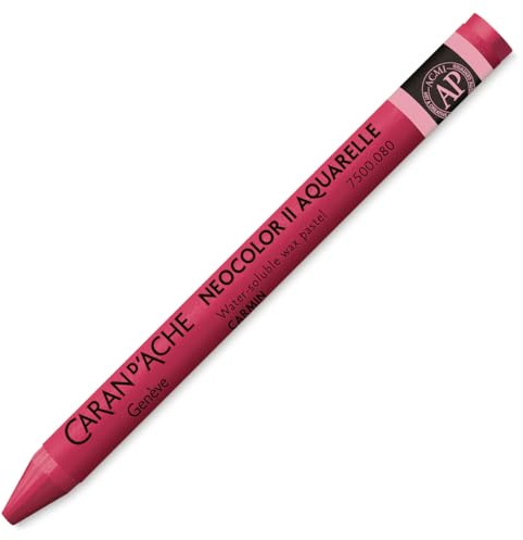 Caran d'Ache NEOCOLOR II 080 KARMIN/CARMINE (7500.080) / Pastelle 10 Stück (1er Pack)/ aus Wasservermalbarem Wachs/Für Papier Karton Glas Holz Leder Stoff Stein